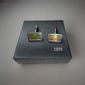 Vintage IBM Computer Chip Cufflinks 925 Sterling Silver Tech Geek Microchip Pair